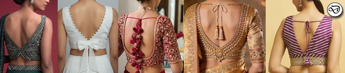 Deep U-cut and V-cut blouse backs designs