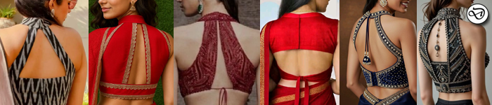 High Neck Back Designs for Blouse