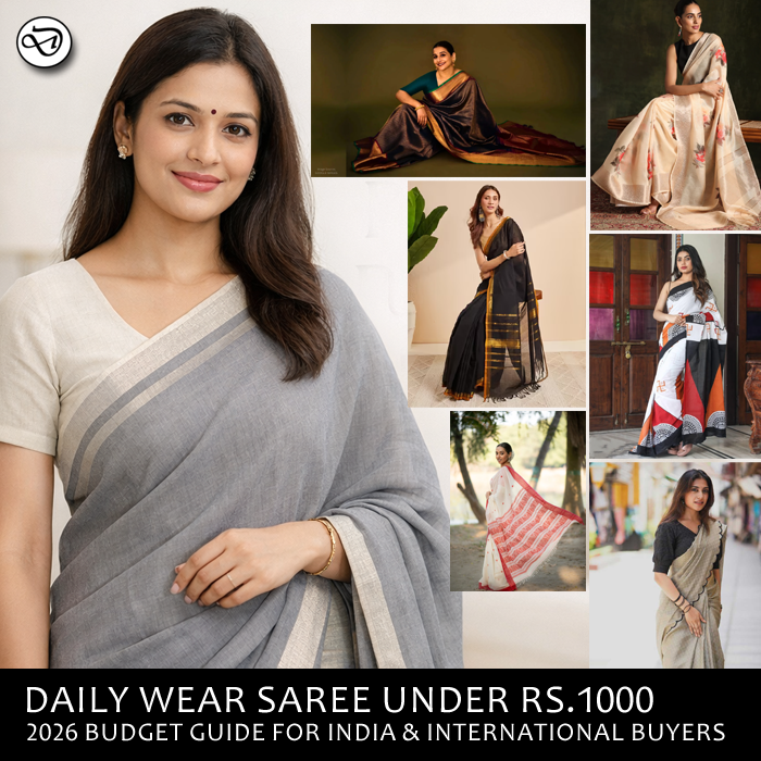 Looking for the best saree under ?1000? Explore affordable daily wear sarees, latest 2026 trends, buying tips, and top stores for India, USA, Canada & Australia.