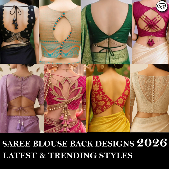 Discover the latest saree blouse back designs 2026 with trendy styles like backless, dori, high neck, and bridal designs to elevate your saree look.